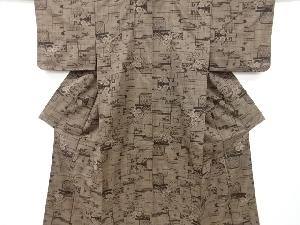 リサイクル　ヱ霞に草花模様織出し本場泥大島紬着物（5マルキ）